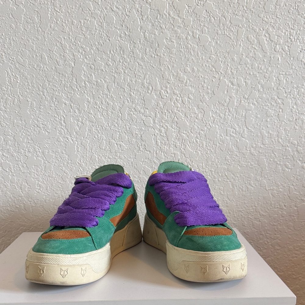 Naked Wolfe Puffy Green and Purple skater Sneakers